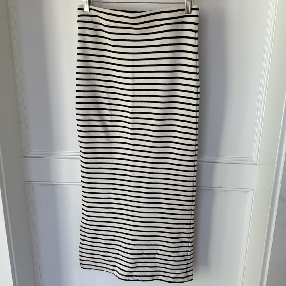 Splendid Whitney Stripe Terry Cotton Maxi Skirt Womens Small Cream and Black - Picture 8 of 11